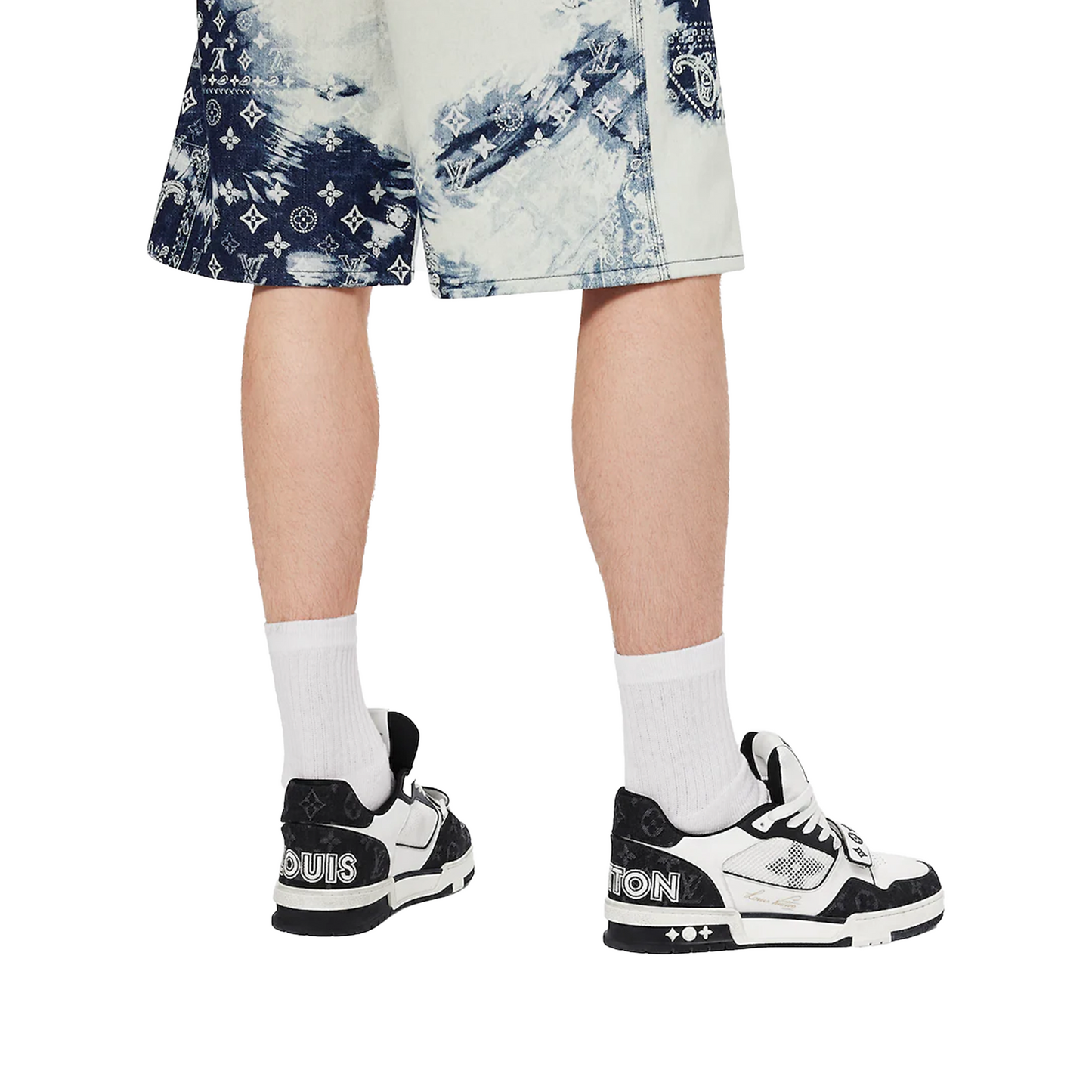 LOUIS VUITTON LV Trainer Velcro Strap Monogram Denim Black White