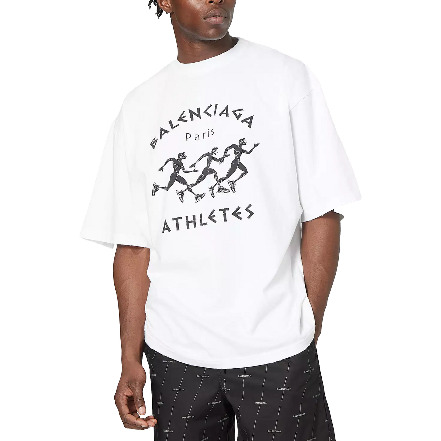 BALENCIAGA Athletes Logo Oversize Tee White