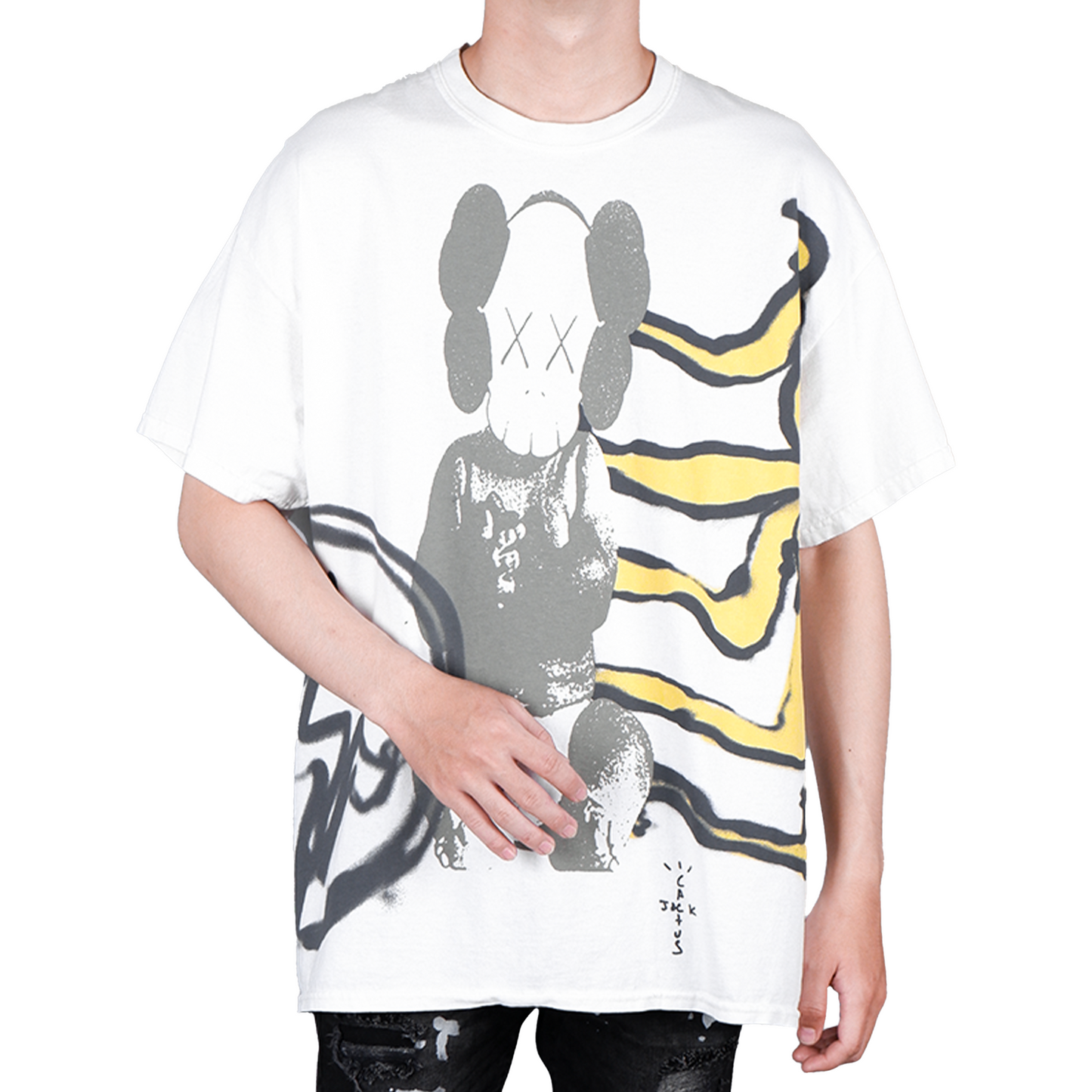 Travis Scott Cactus Jack x Kaws For Fragment Tee Aged Yellow