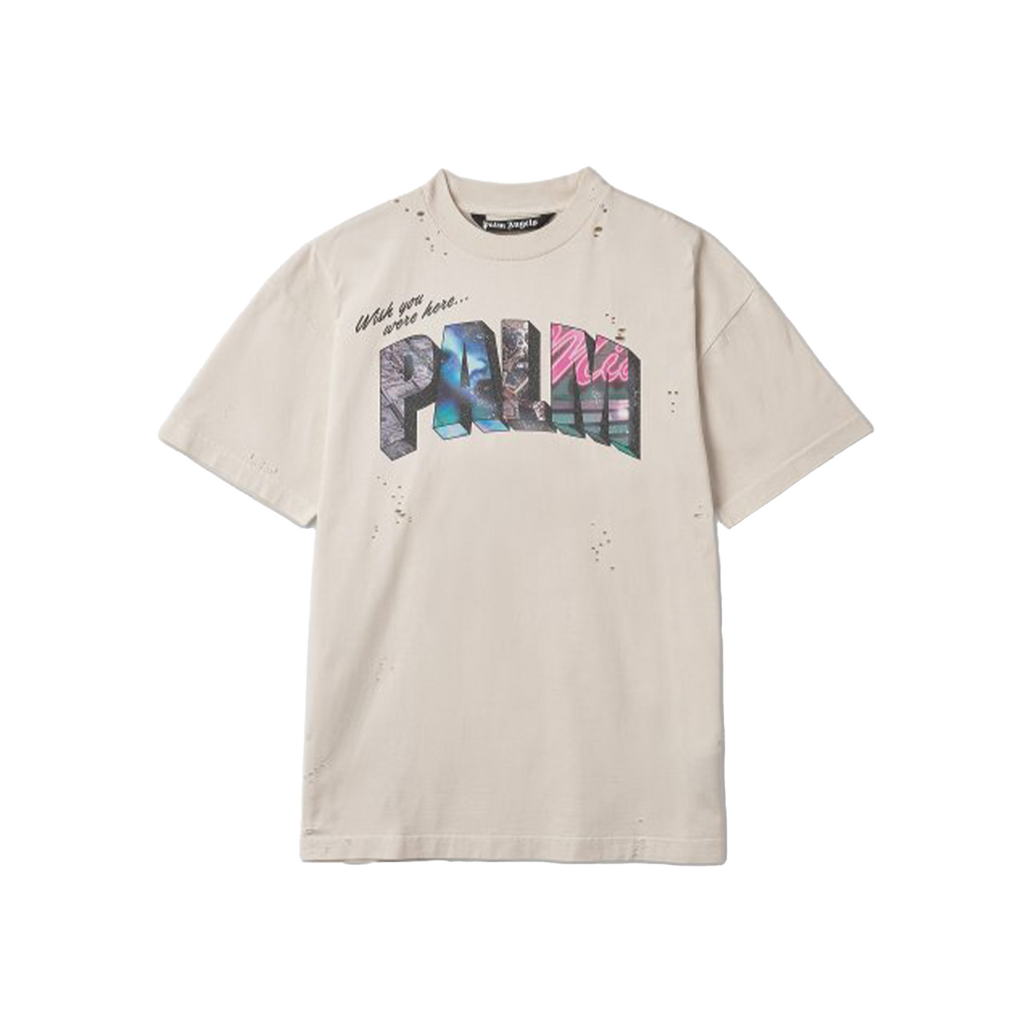 PALM ANGELS Palm Sign Vintage Tee White/Multi