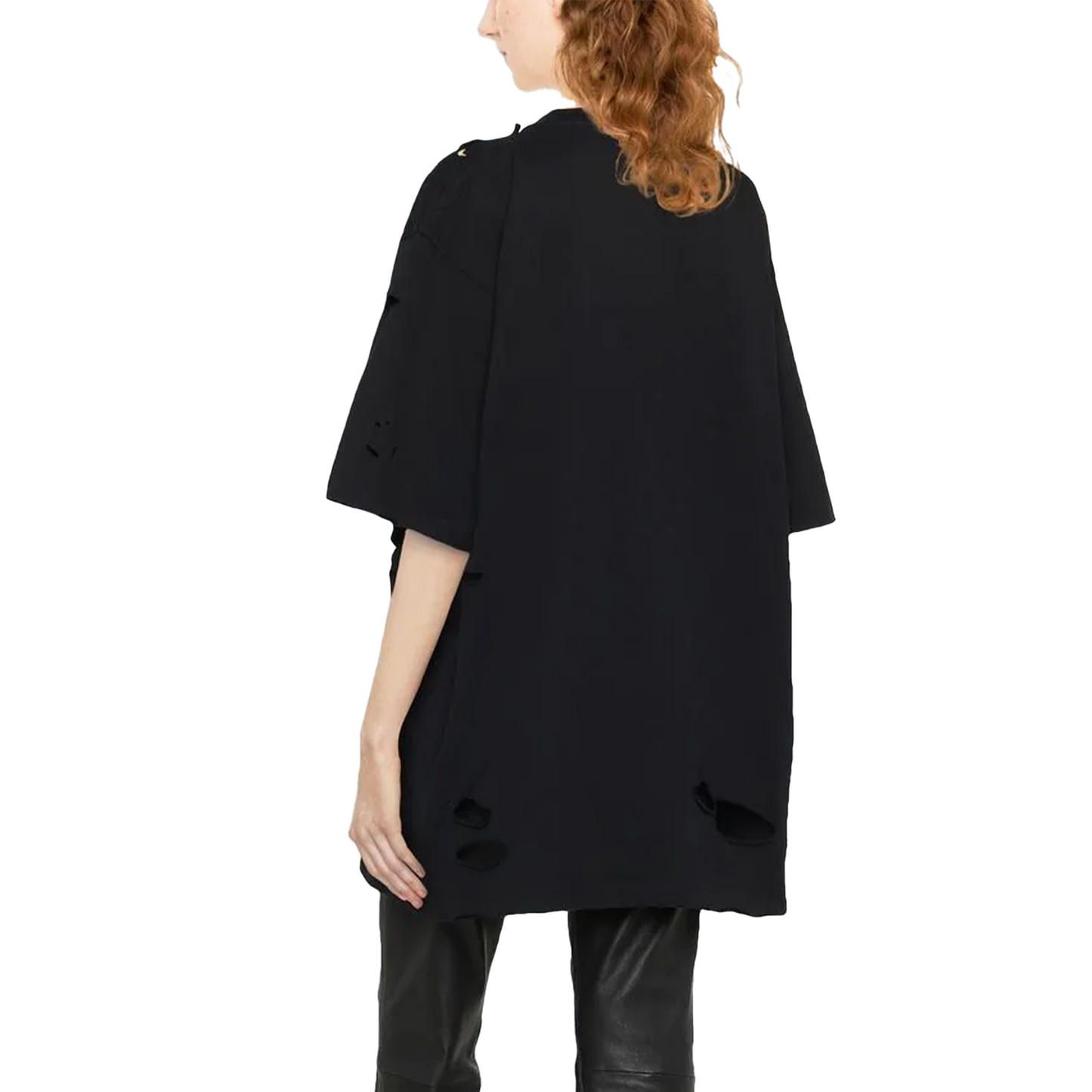 BALENCIAGA Distressed Logo Print Tee Black