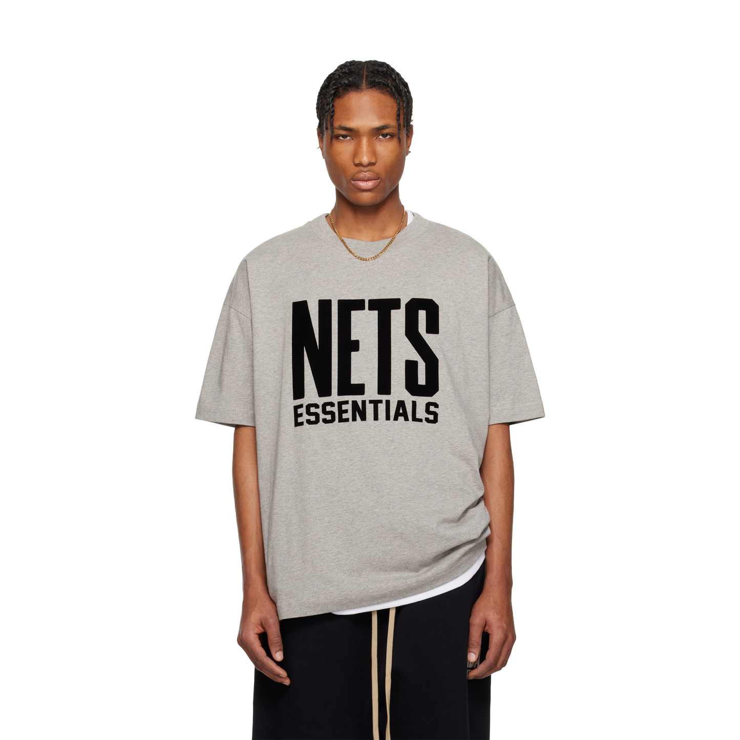 Fear of God Essentials x NBA Brooklyn Nets Tee Warm Heather (SS25)