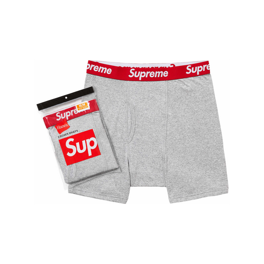 Supreme Hanes Boxer Briefs (2 Pack) Heather Grey (SS24)