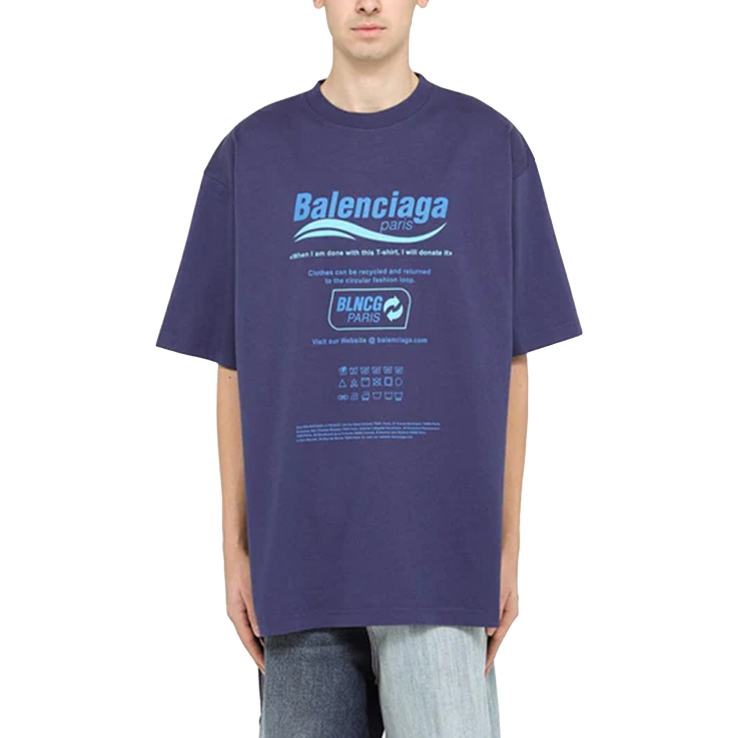 BALENCIAGA Dry Cleaning Tee Navy Blue