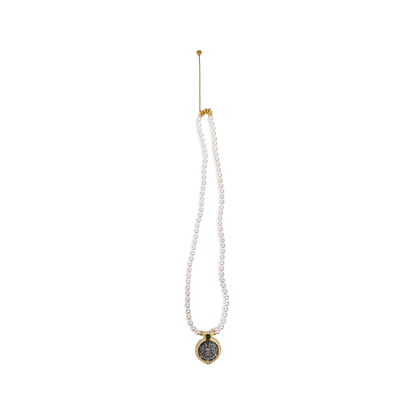 EK Collection Bunny Statement Pearl Chain Gold
