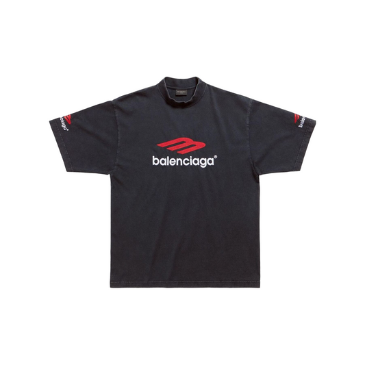 BALENCIAGA 3B Sports Icon Medium Fit Tee Black/Red/White (SS25)