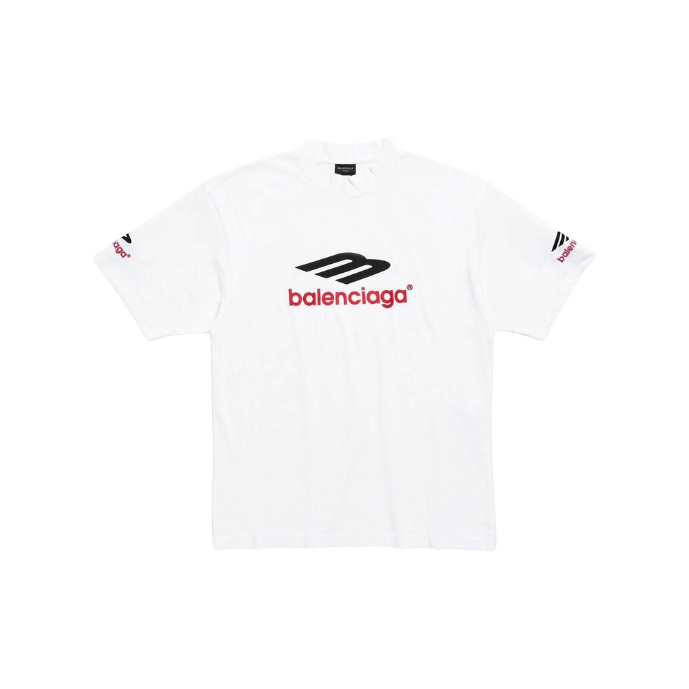 BALENCIAGA 3B Sports Icon Medium Fit Tee White/Black/Red (SS25)