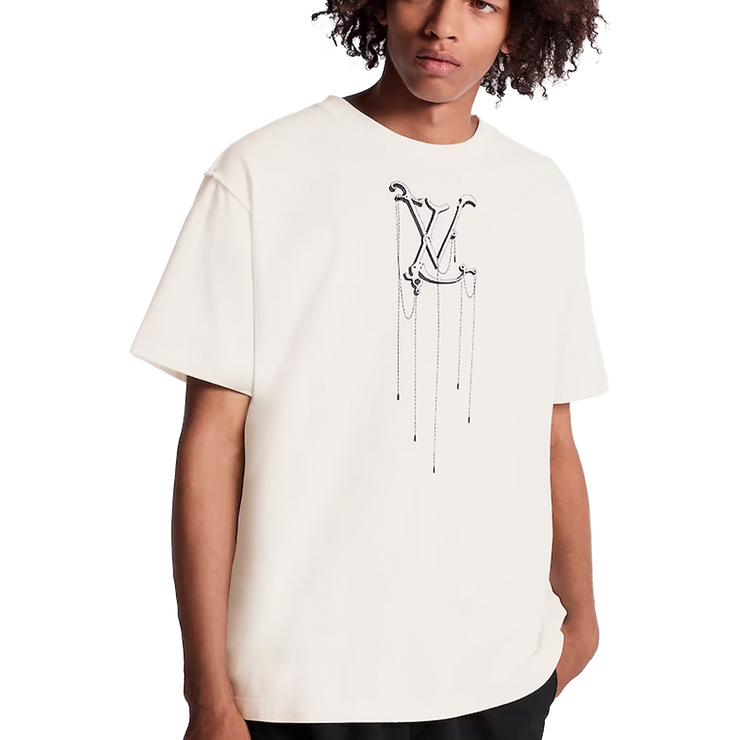 LOUIS VUITTON LV Pendant Embroidery Tee White