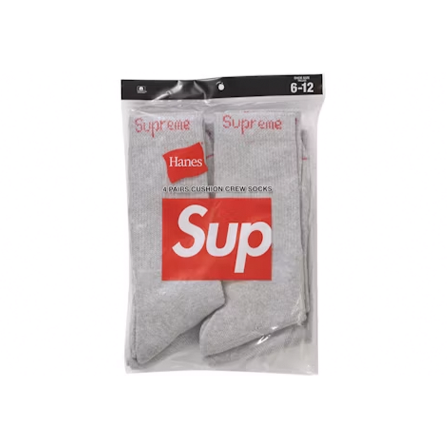 Supreme Hanes Crew Socks (4 Pack) Heather Grey