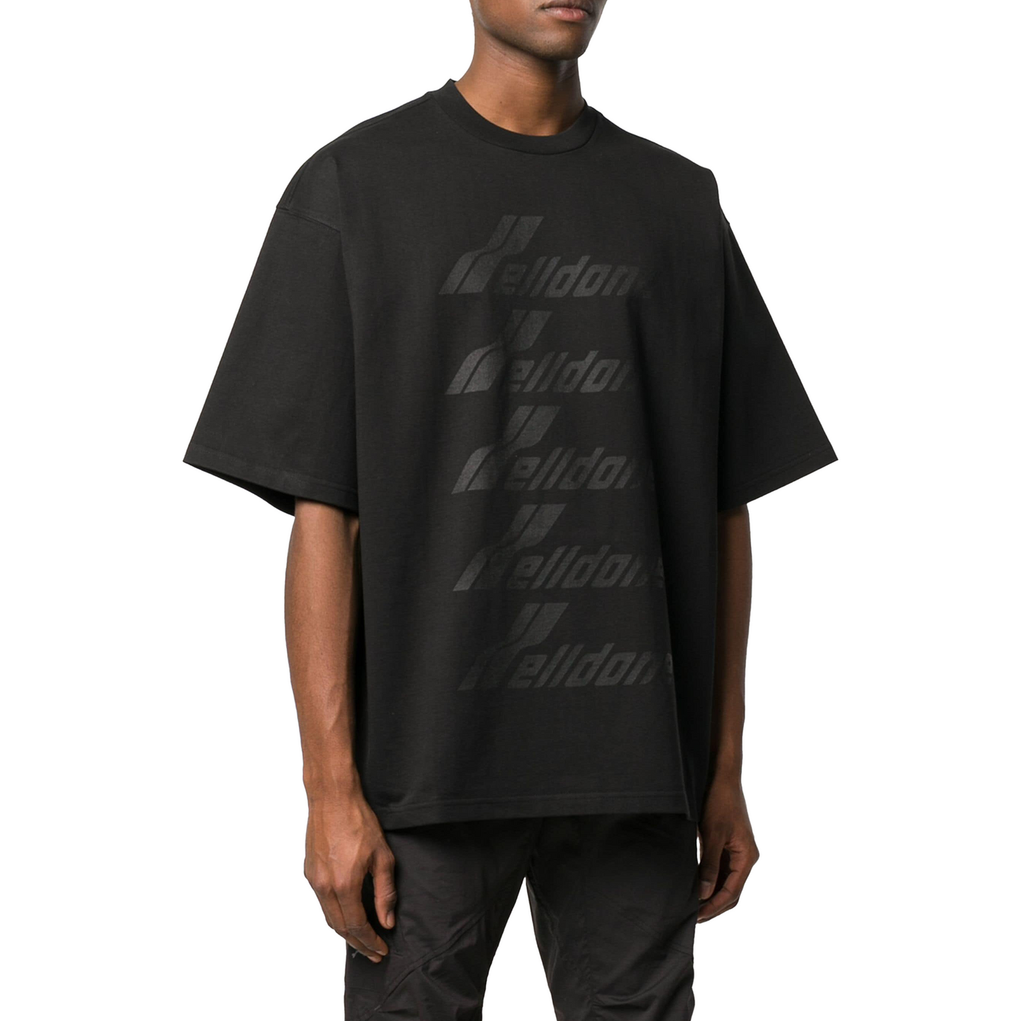 WE11DONE Oversized Logo Print Tee Black