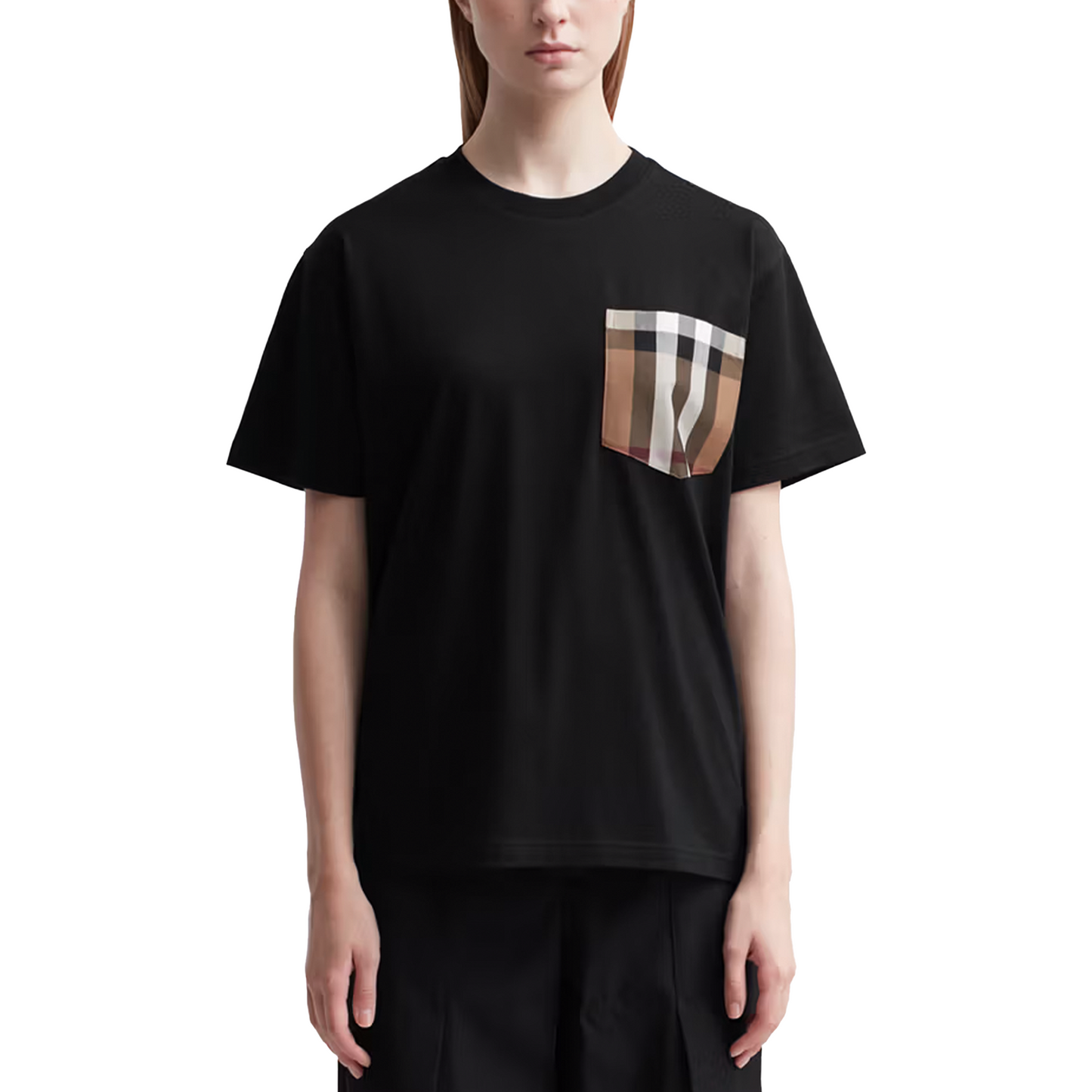 BURBERRY Check Pocket Cotton Tee Black