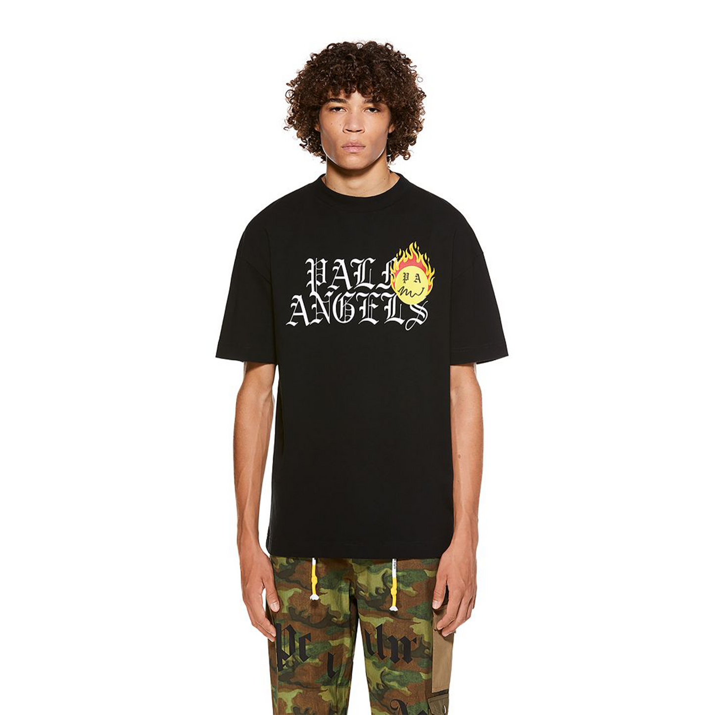 PALM ANGELS Burning Head Logo Tee Black