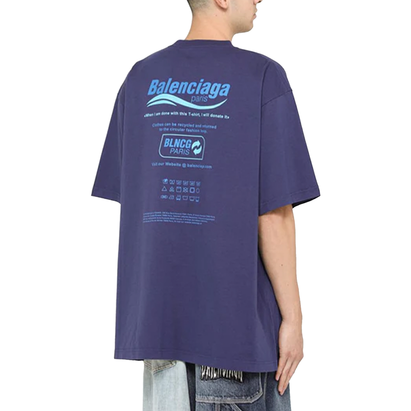 BALENCIAGA Dry Cleaning Tee Navy Blue