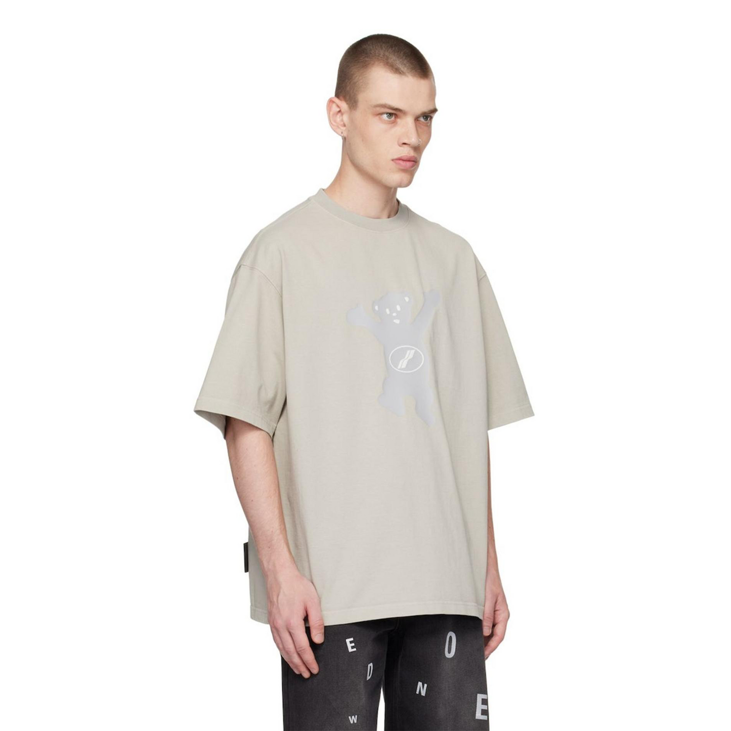WE11DONE Teddy Bear Print Oversize Tee Ivory