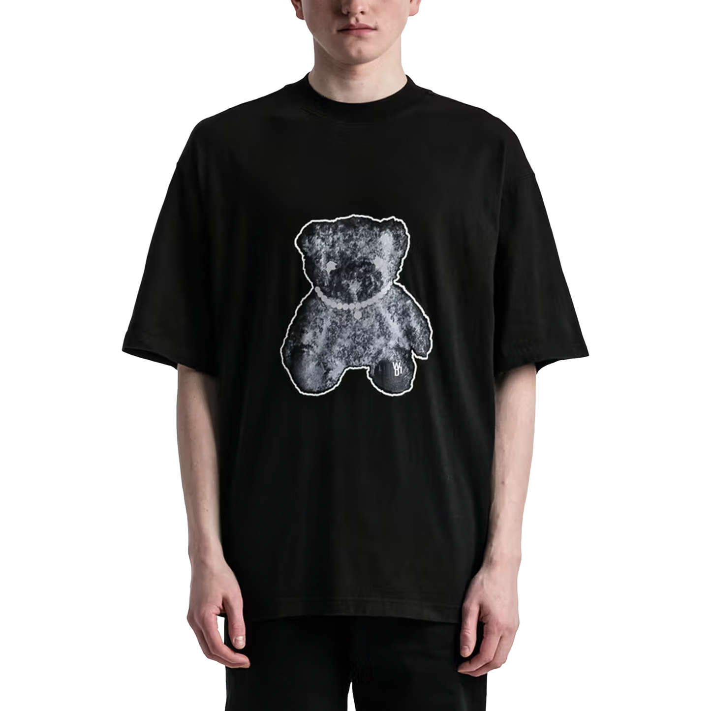 We11done Pearl Necklace Teddy Cotton Tee Black
