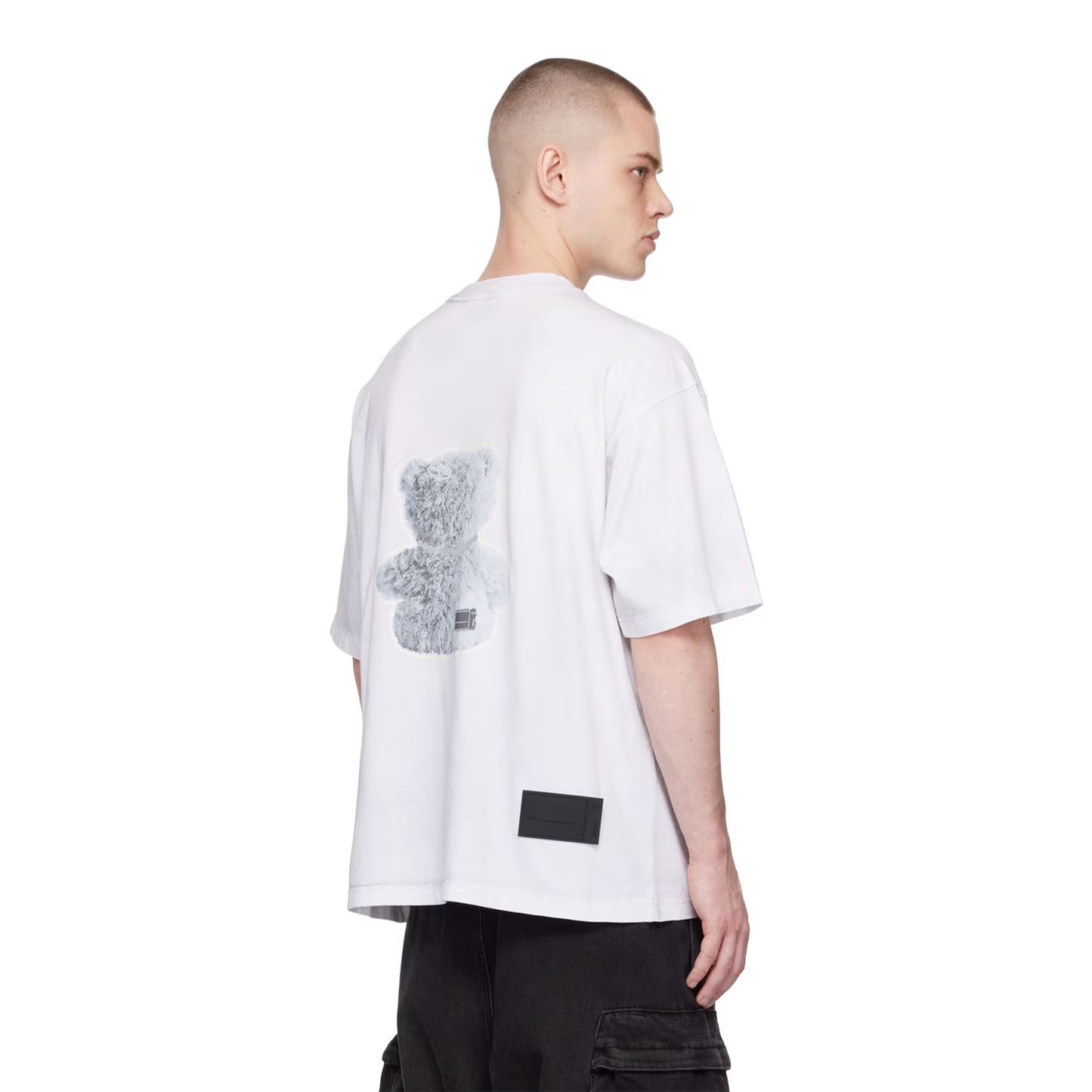 WE11DONE Pearl Necklace Teddy Print Tee White