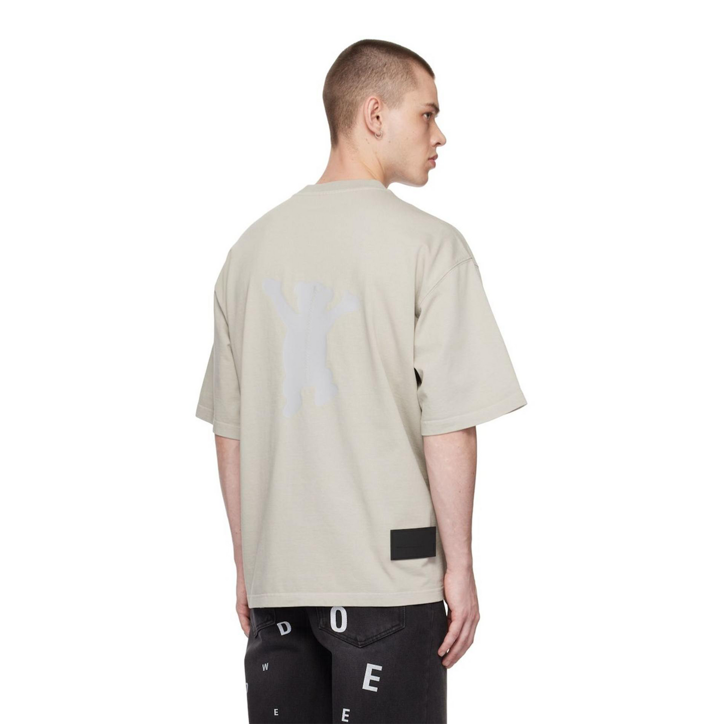 WE11DONE Teddy Bear Print Oversize Tee Ivory