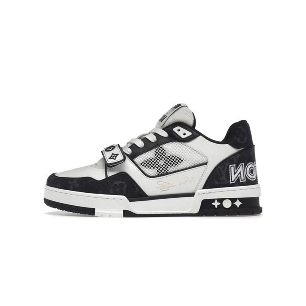LOUIS VUITTON LV Trainer Velcro Strap Monogram Denim Black White