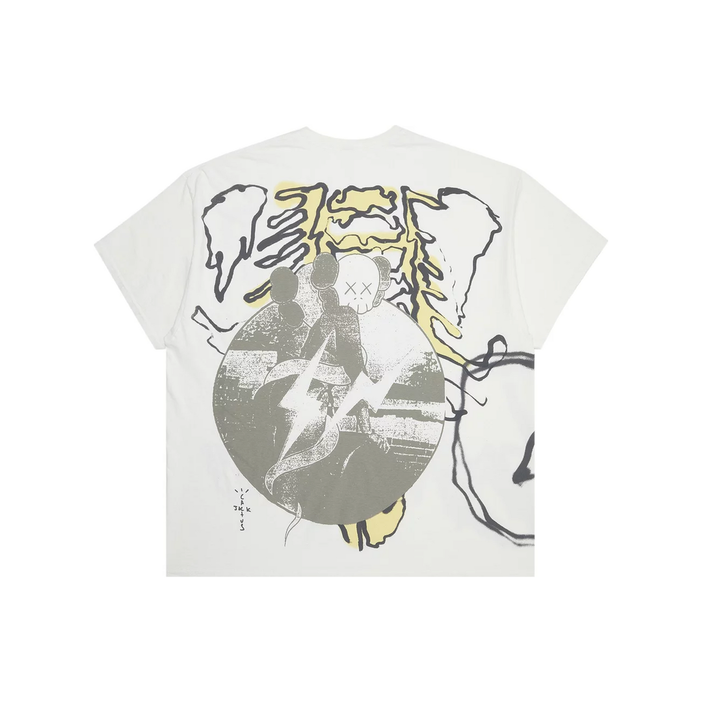 Travis Scott Cactus Jack x Kaws For Fragment Tee Aged Yellow