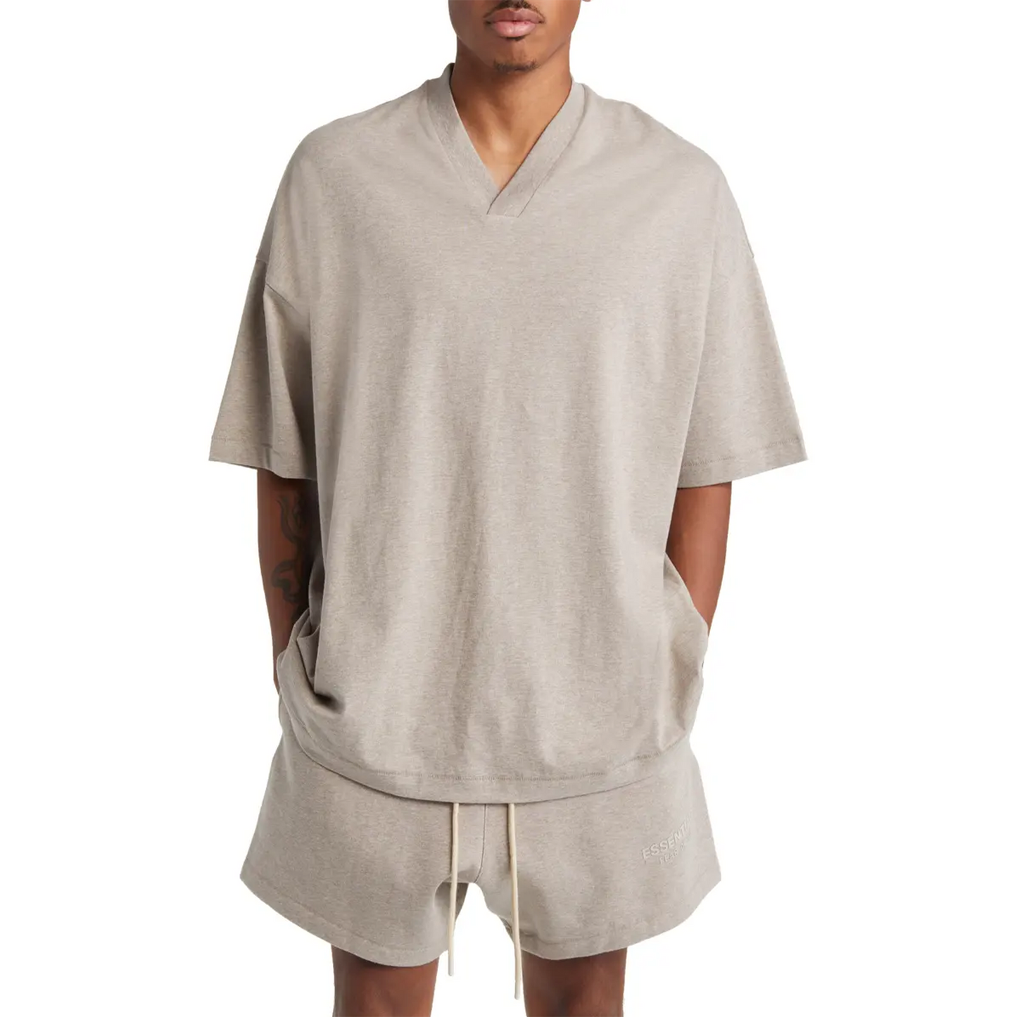 Fear of God Essentials V-Neck Tee Core Heather (SS24)
