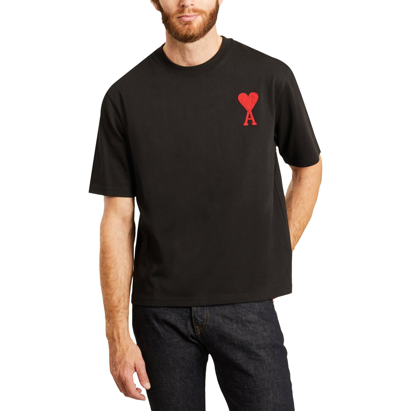 AMI PARIS De Coeur Chain Stitch Tee Black (FW20)