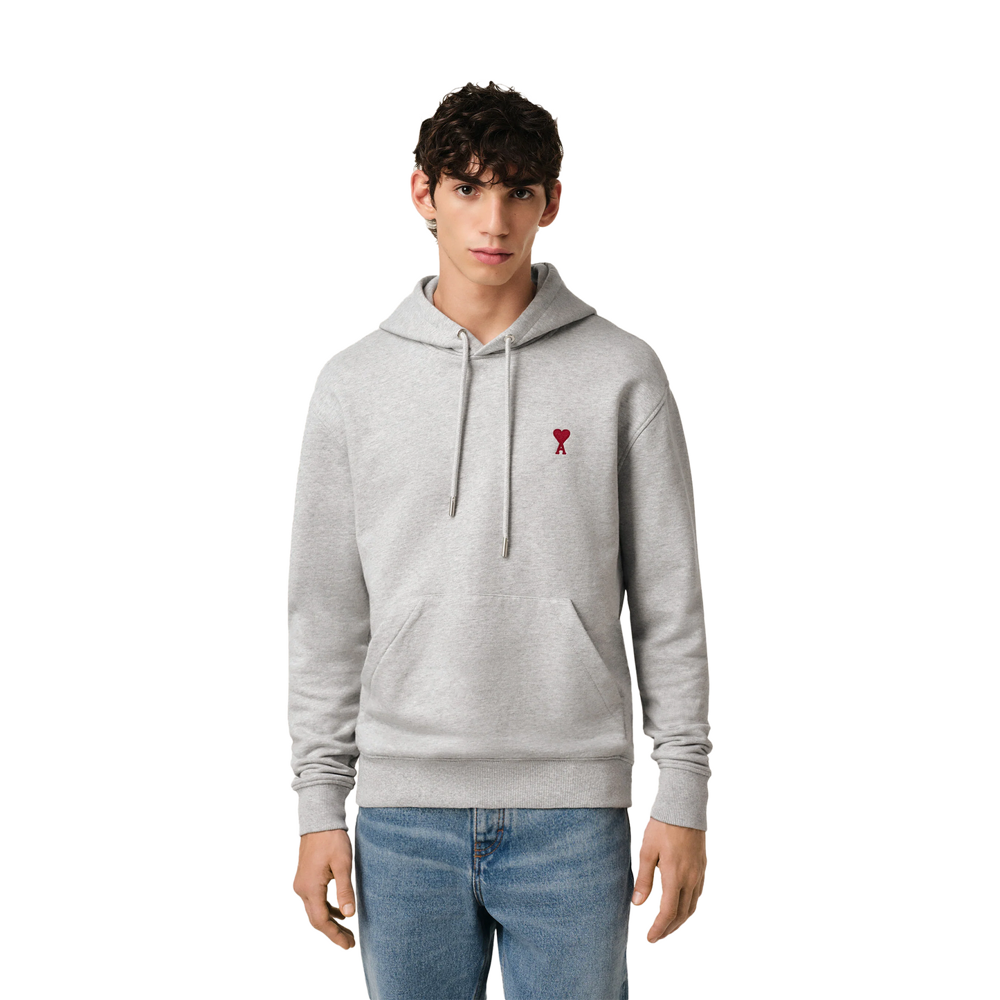 AMI PARIS Ami De Coeur Hoodie Heather Ash Grey (SS25)