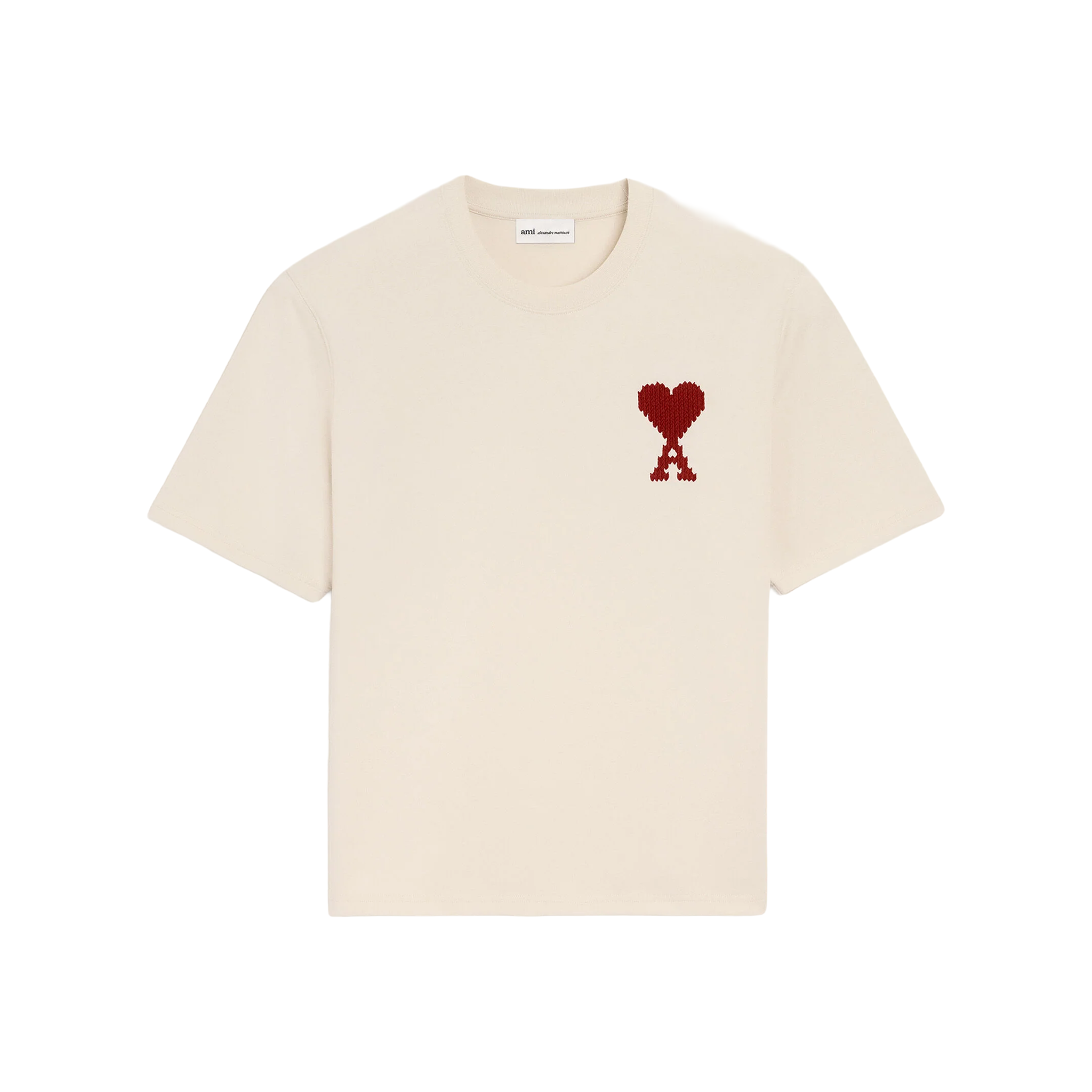 AMI PARIS Ami de Coeur Heavy Jersey Tee Moonlight/Red (SS26