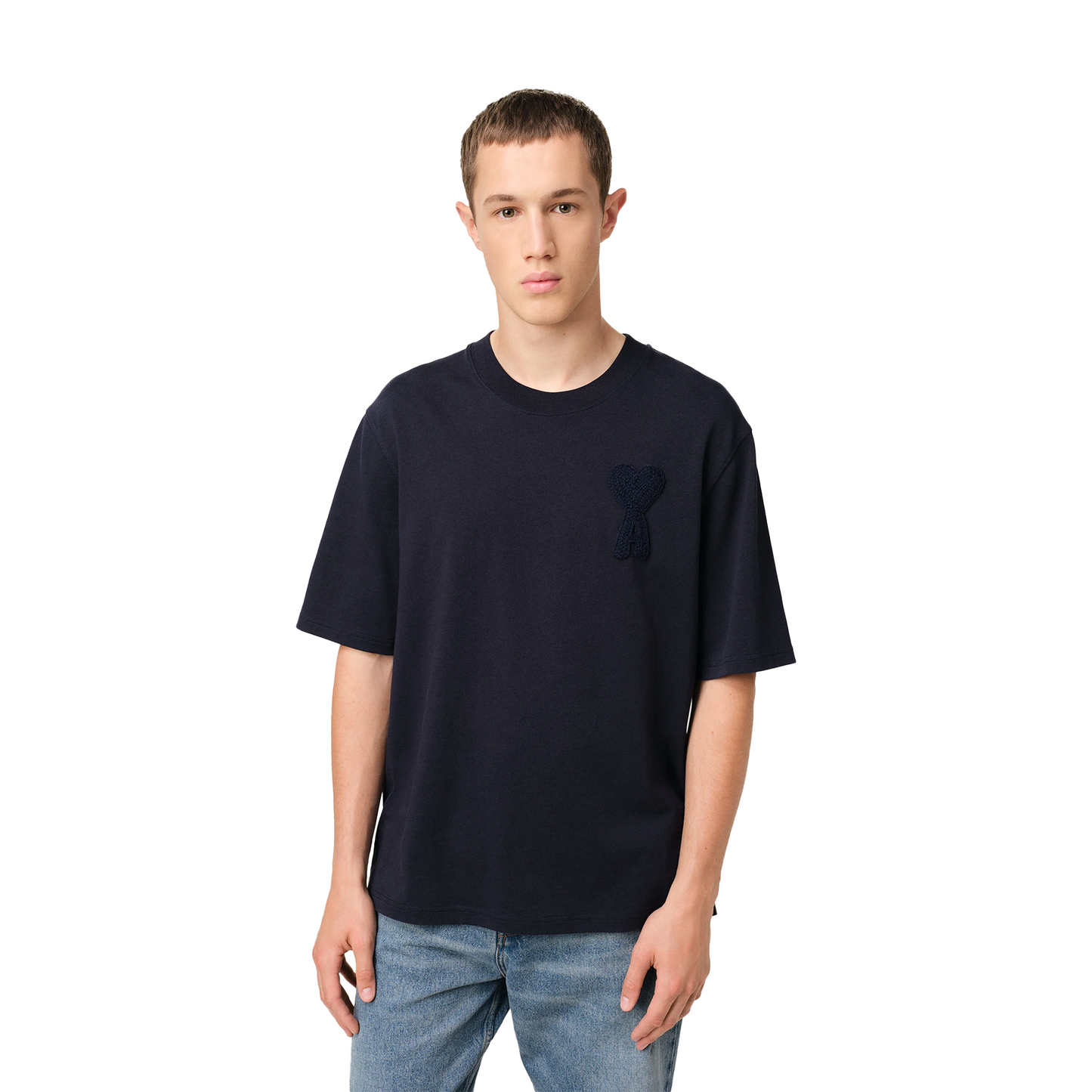 AMI PARIS Cotton Ami de Coeur Patch Tee Navy (SS25)