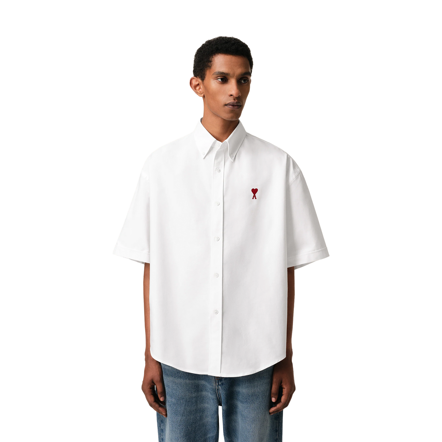 AMI PARIS Cotton Boxy Fit Short Sleeves Shirt White (SS24)