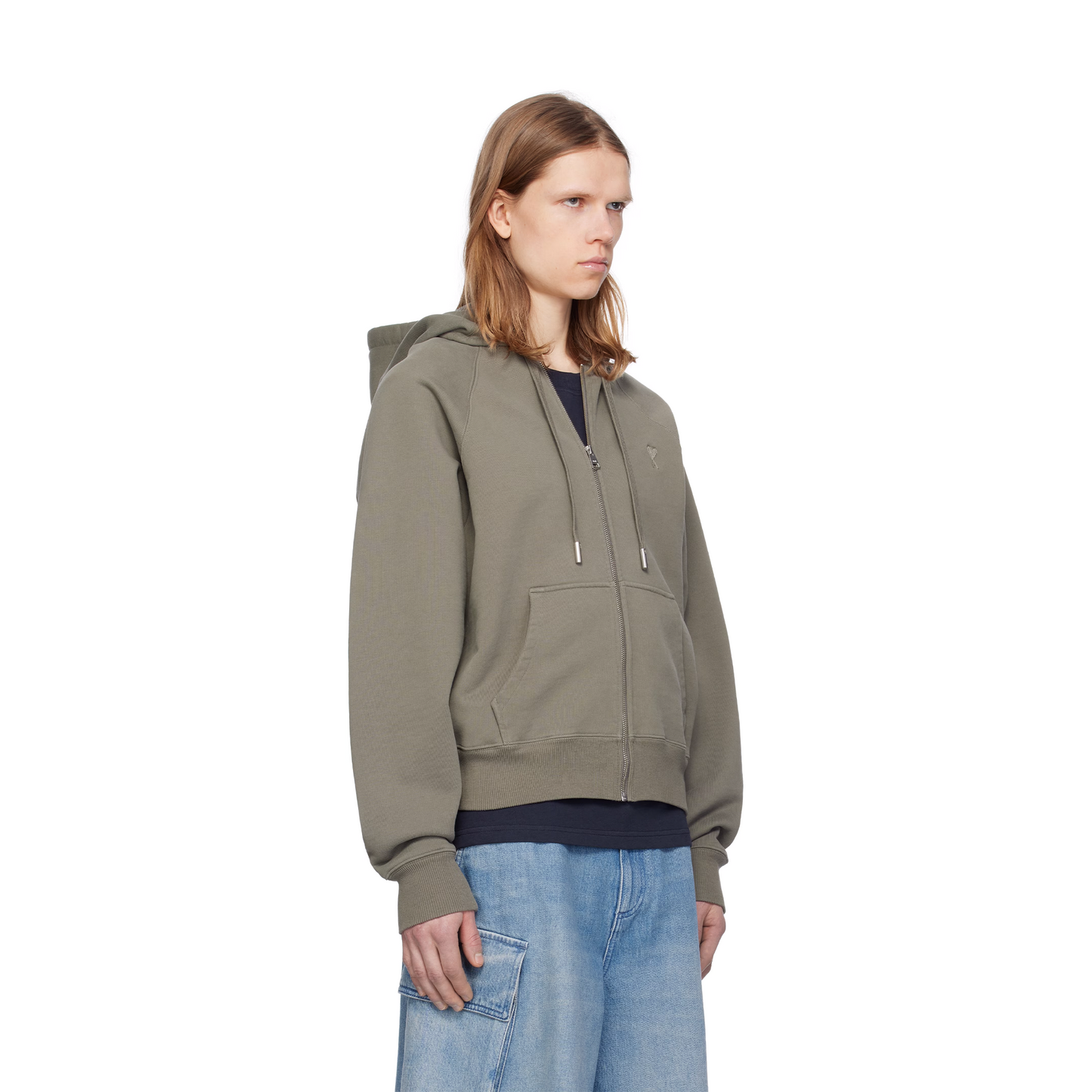 AMI PARIS Tonal Ami de Coeur Hoodie Smoke Grey (SS25)