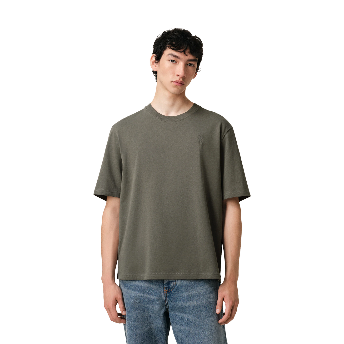 AMI PARIS Tonal Ami de Coeur Tee Smoke Grey (SS25)