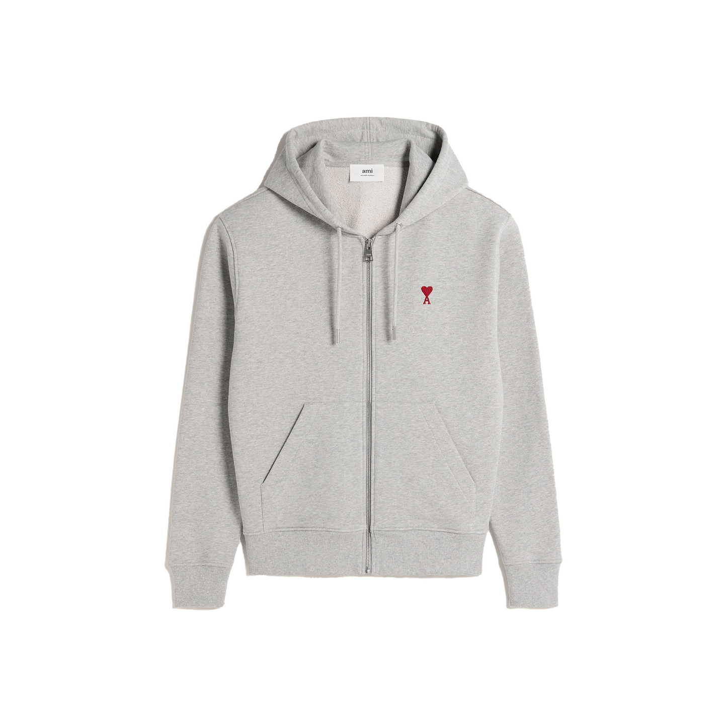 AMI PARIS Ami De Coeur Zipped Hoodie Heather Ash Grey (SS24)