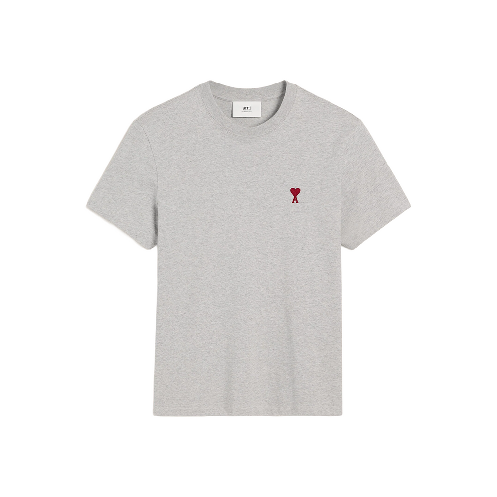 AMI PARIS Classic Fit Ami De Coeur Tee Heather Grey/Red (SS24)