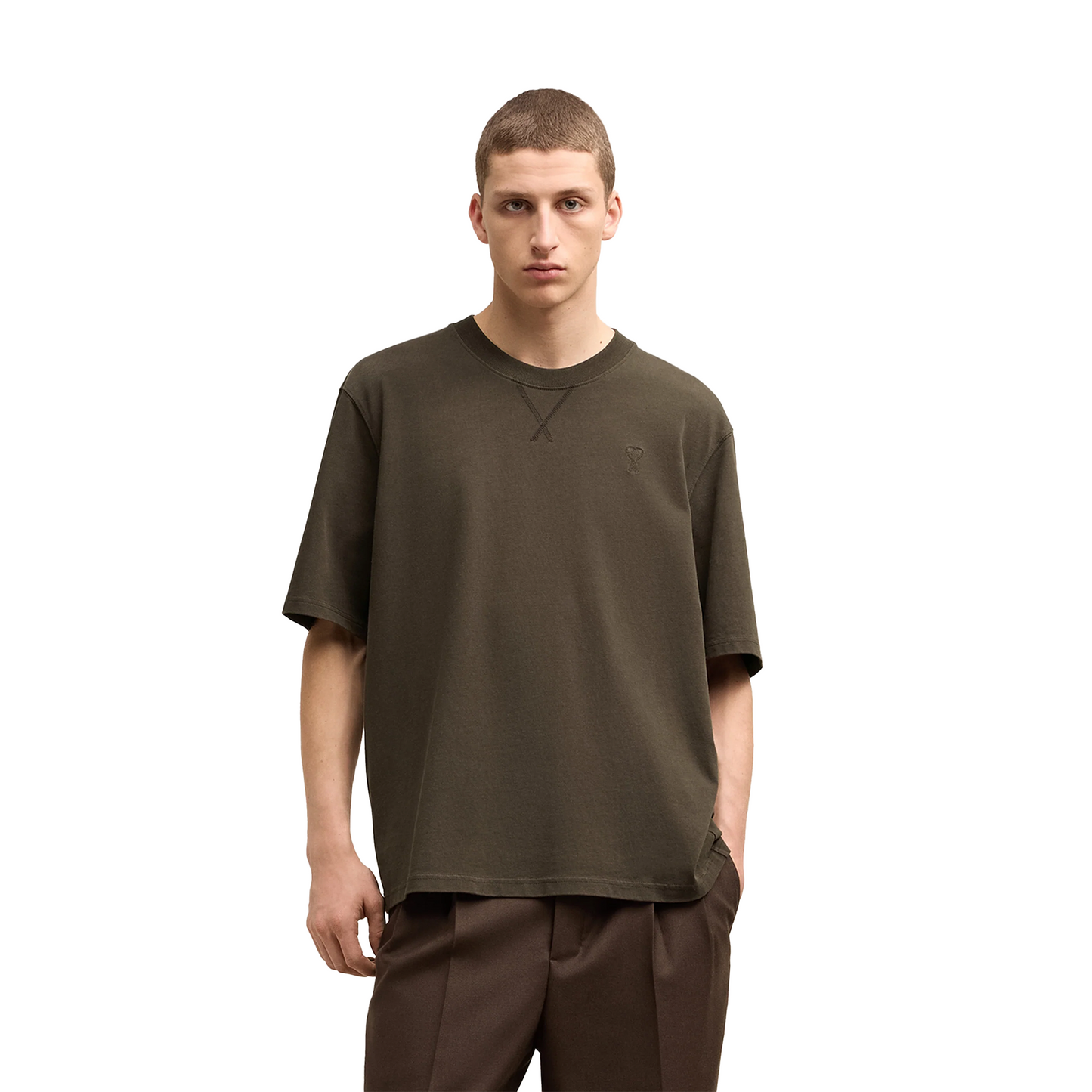 AMI PARIS De Coeur Heavy Jersey Tee Dark Coffee (FW24)