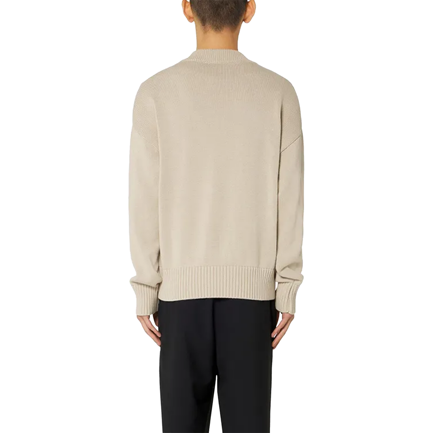 AMI PARIS Logo Intarsia Alpaca Blend Cardigan Beige/White (SS22)
