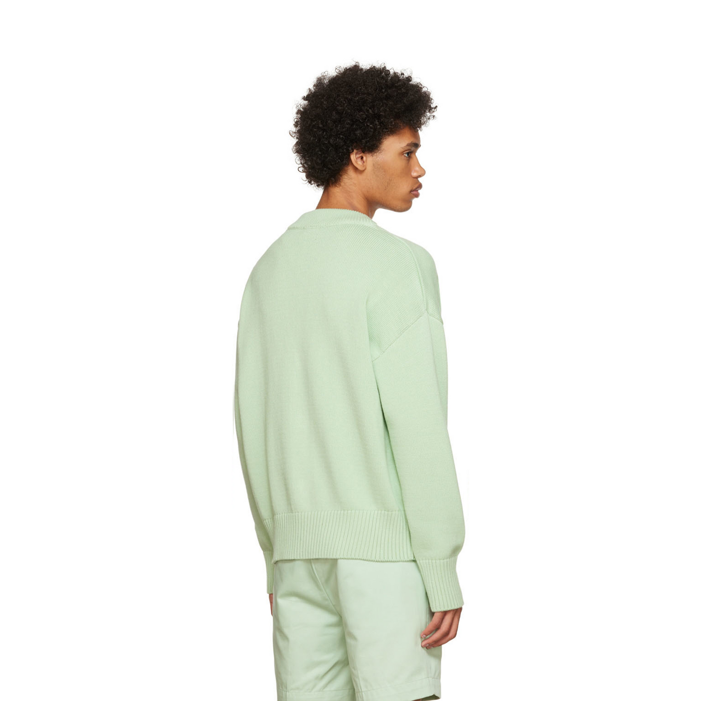 AMI PARIS Logo Intarsia Alpaca Blend Cardigan Green/White (SS22)