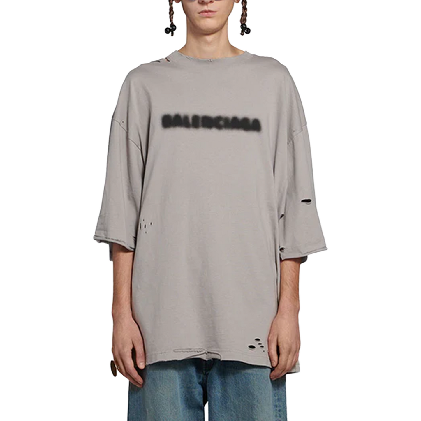 BALENCIAGA Blurry Wide Fit Tee Steel Grey/Black (FW21)