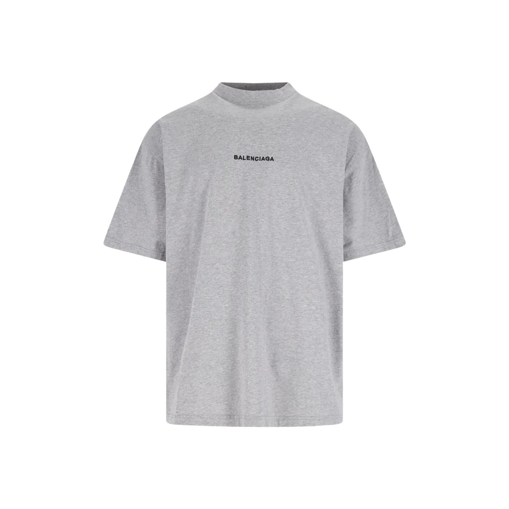 BALENCIAGA Embroidered Logo Oversized Fit Half Sleeve Tee Grey (SS25)
