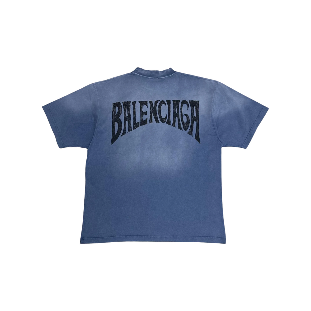 BALENCIAGA Hand Drawn Medium Fit Tee Blue (SS23)