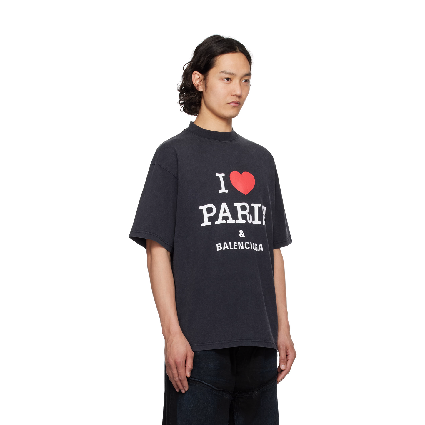 BALENCIAGA I Love Paris & Balenciaga Medium Fit Tee Black Faded (FW24)
