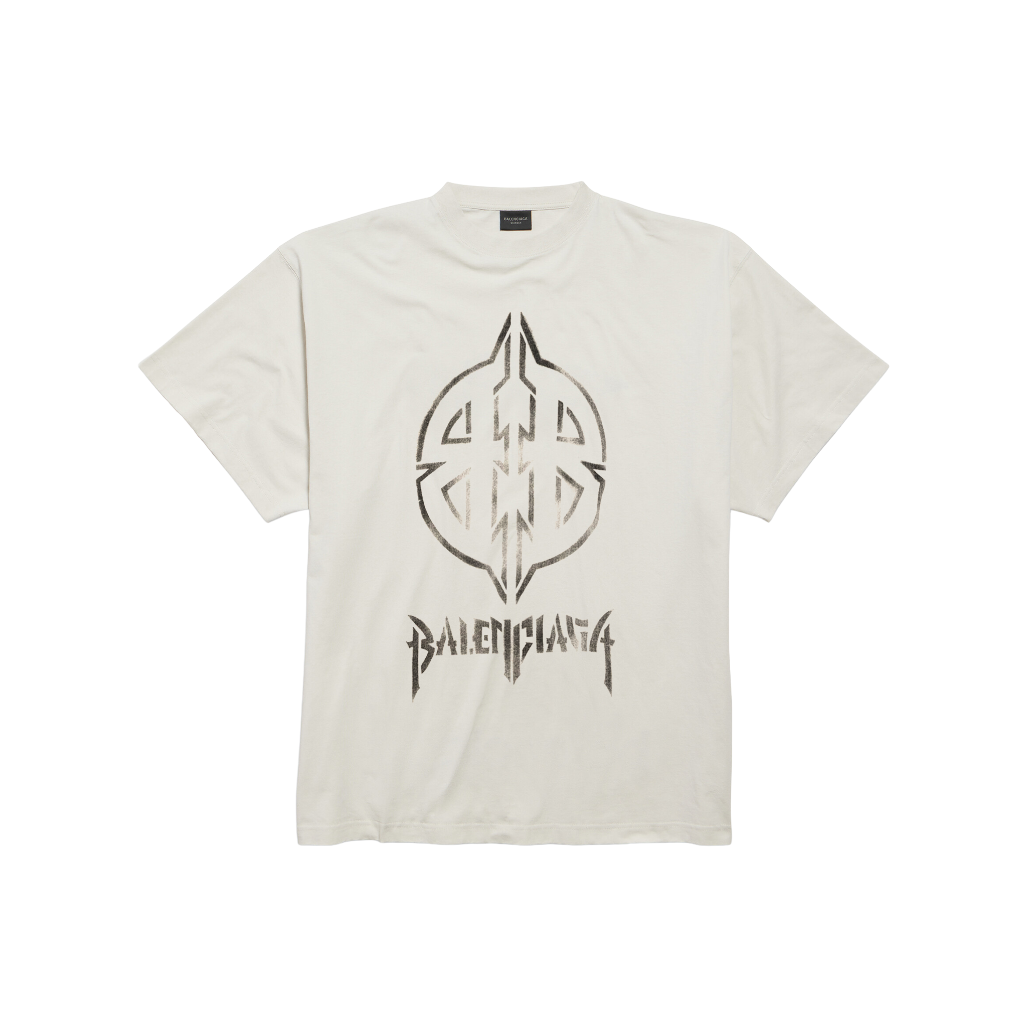 BALENCIAGA Metal BB Stencil Oversized Tee Vintaged Cream (SS24