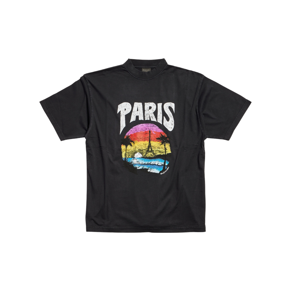 BALENCIAGA Paris Tropical Medium Fit Tee Black (SS25)