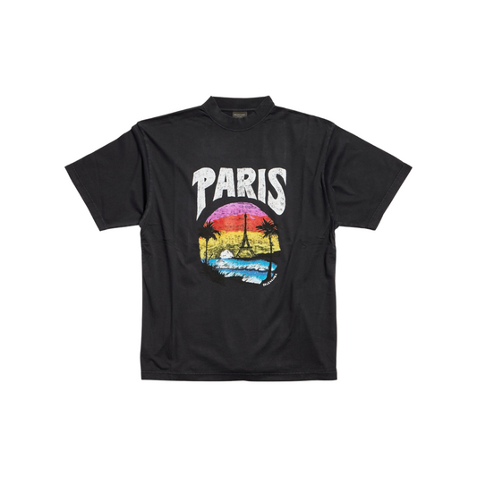 BALENCIAGA Paris Tropical Medium Fit Tee Black (SS25)