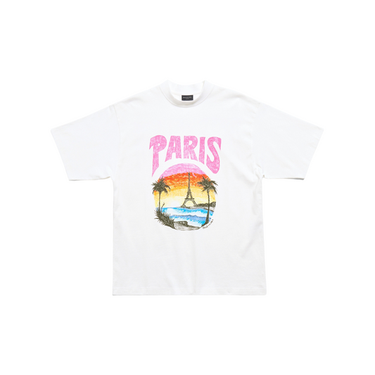 BALENCIAGA Paris Tropical Medium Fit Tee White (SS25)