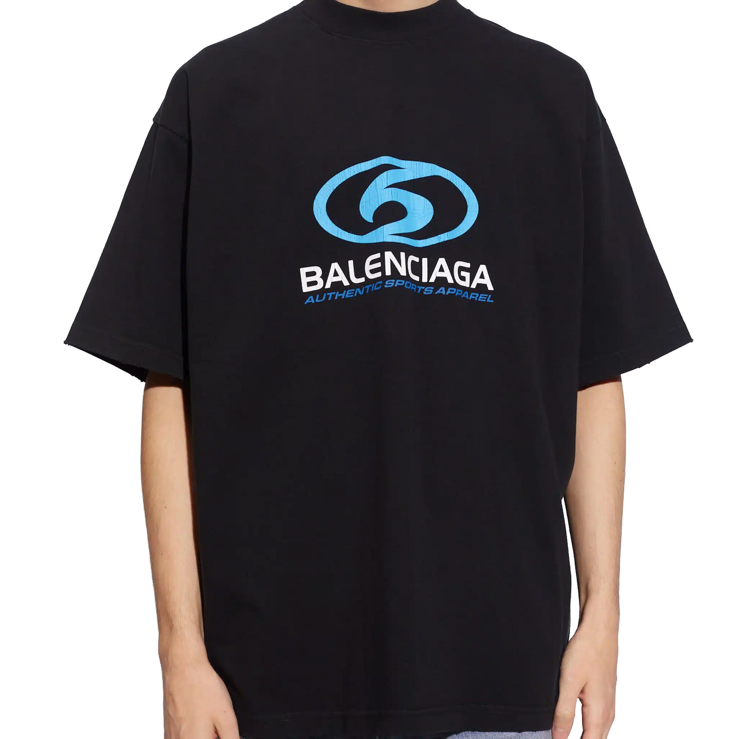 BALENCIAGA Surfer Medium Fit Tee Black/Blue (SS25)