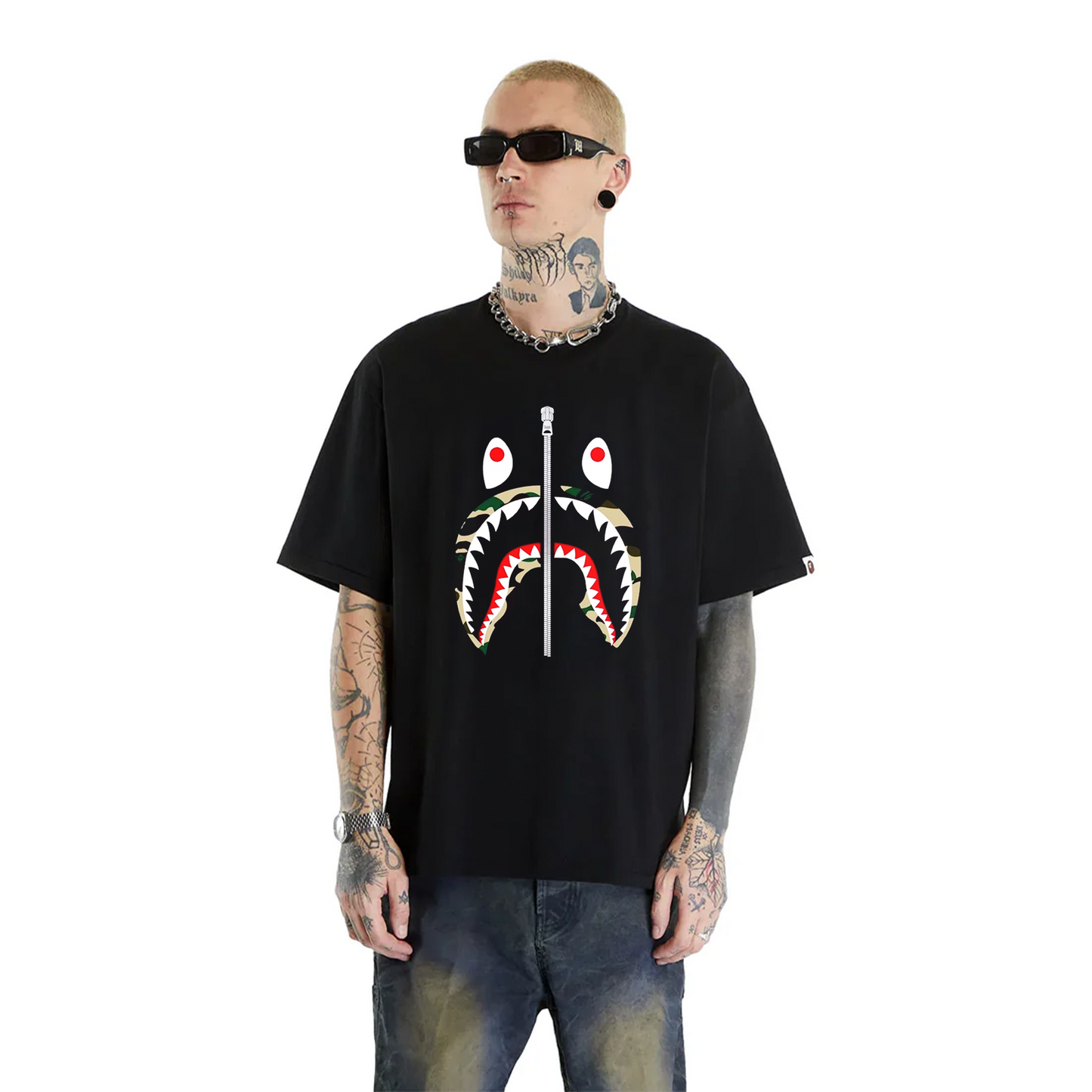 BAPE 1st Camo Shark Tee Black/Yellow (SS18)