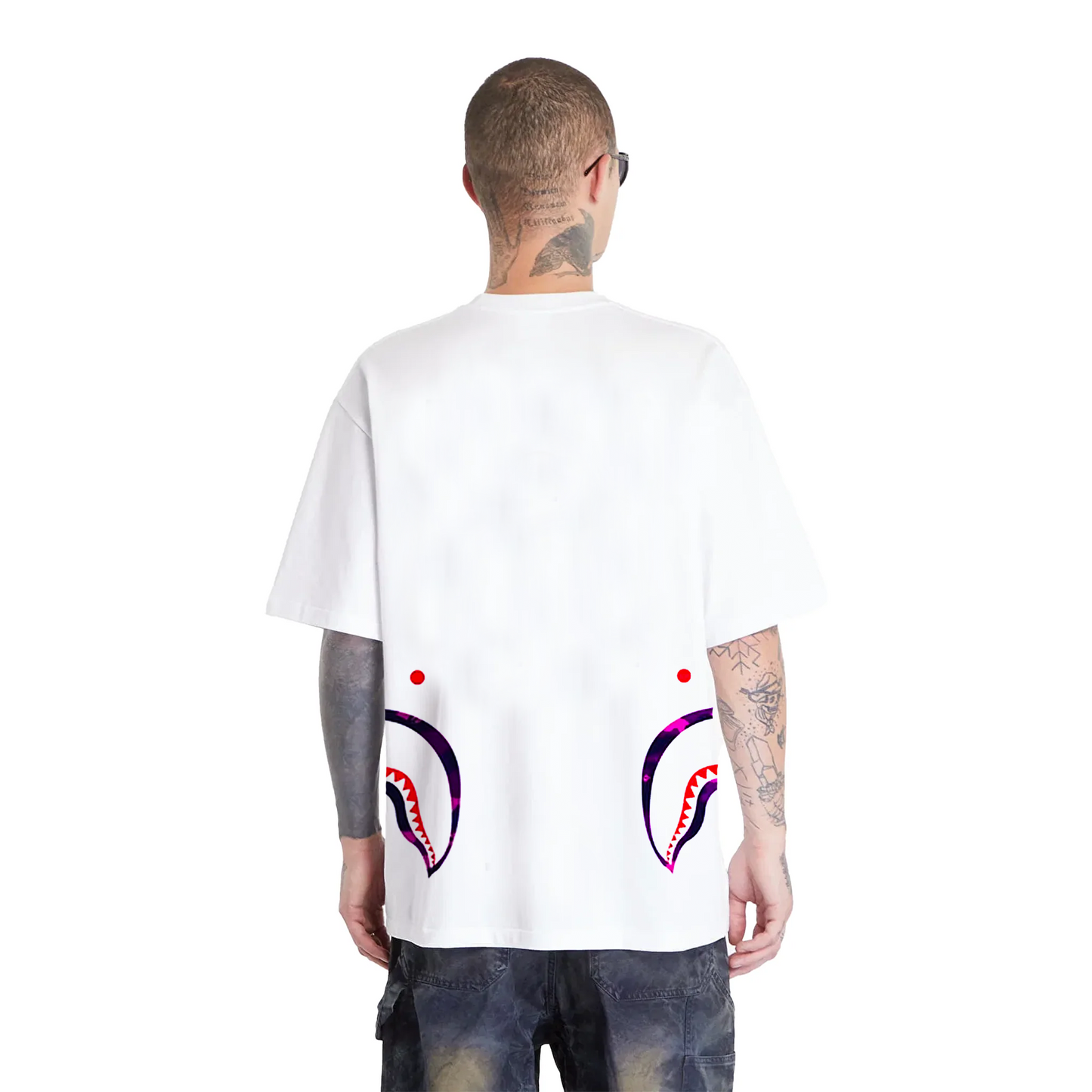 BAPE Color Camo Side Shark Tee White/Purple (SS22)
