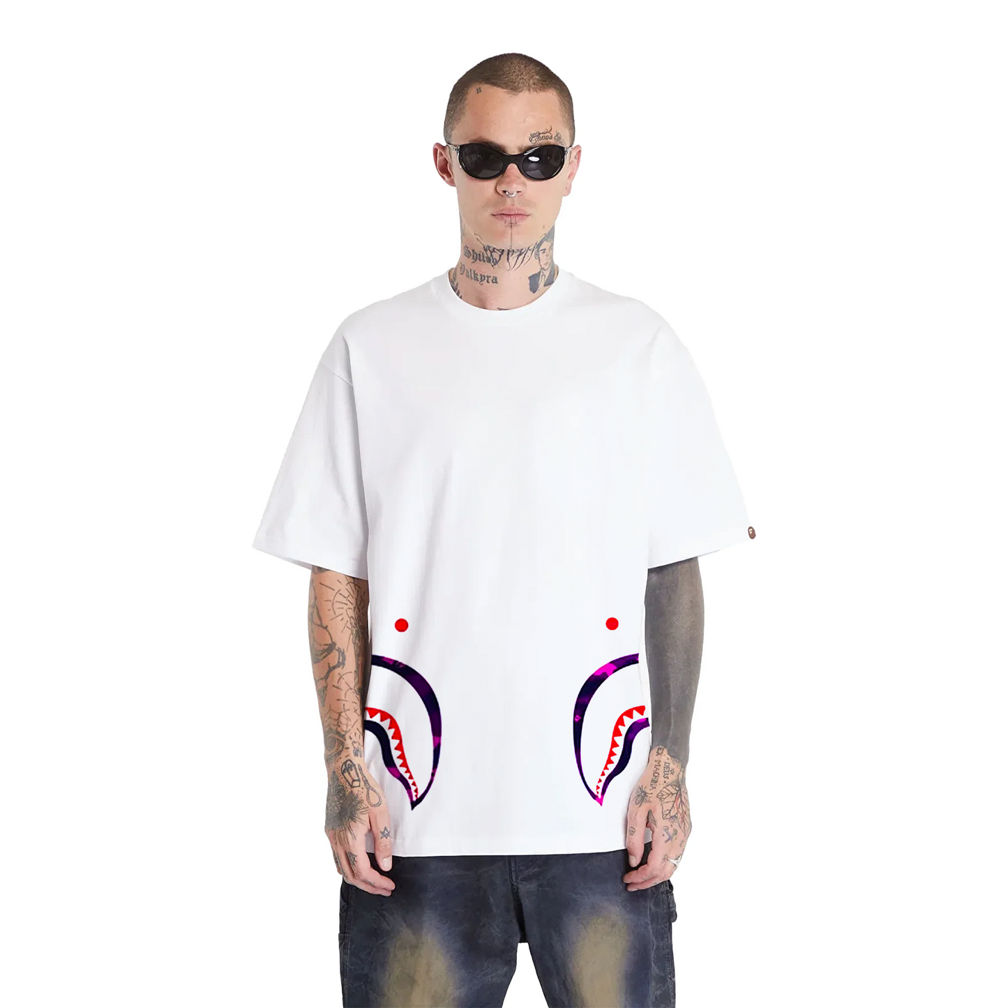 BAPE Color Camo Side Shark Tee White/Purple (SS22)