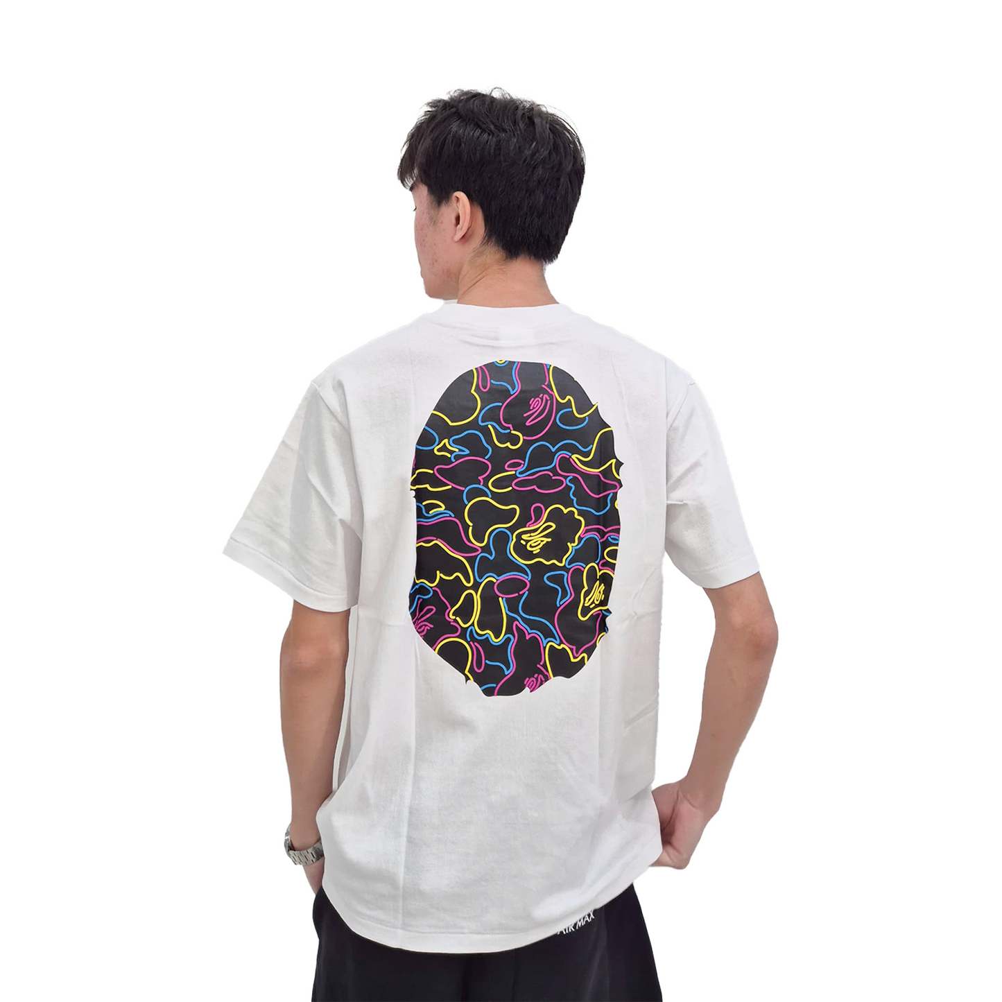 BAPE® Neon Camo Big Ape Head Tee White (SS25)
