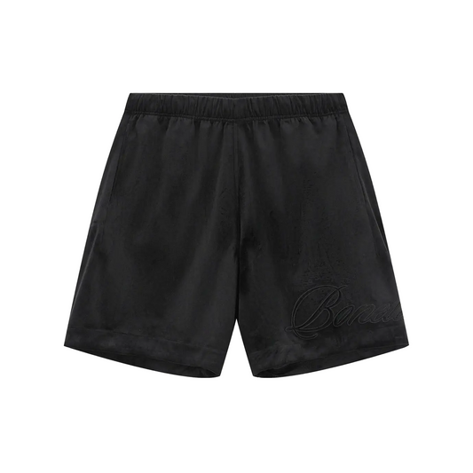 BONELESS Applique Cursive Logo Velvet Shorts Black (SS24)